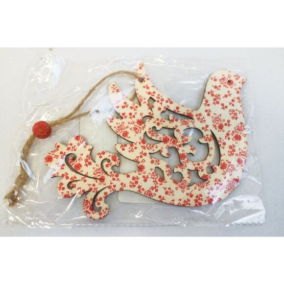 Red & White Dove Hanging Decorations Ornaments - Picture 2 of 4